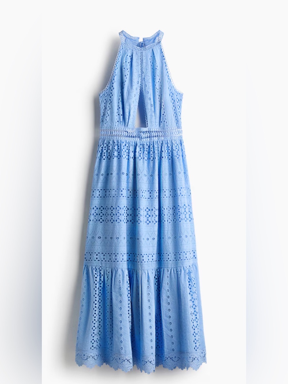 H & M EYELET-EMBROIDERED POPLIN DRESS